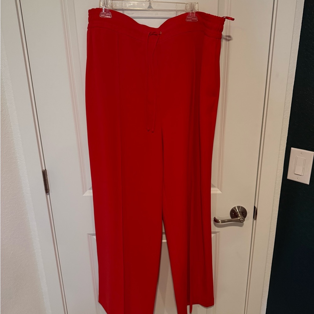 M&S Bright Red Women's Wide-Leg Drawstring Pants Sz UK20 long